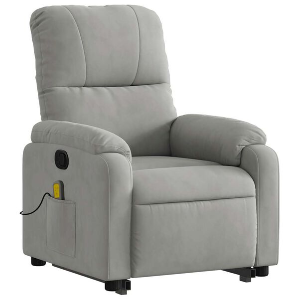 vidaXL Fauteuil inclinable de massage gris clair tissu microfibre