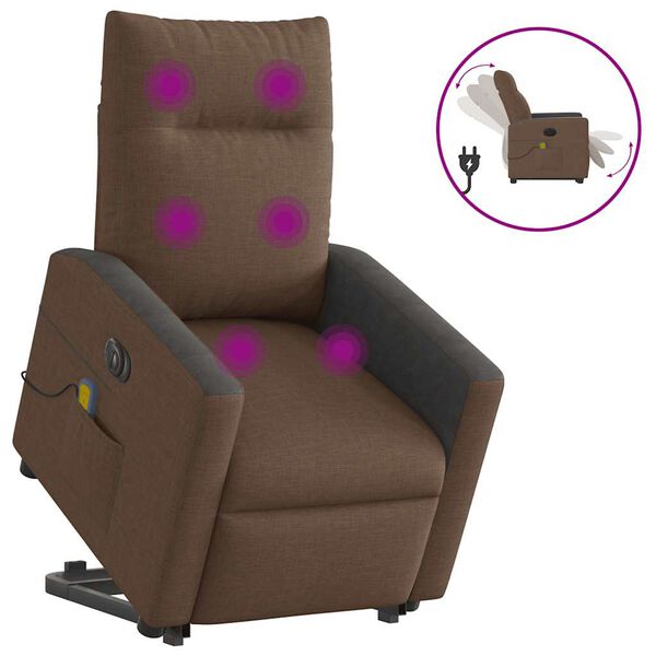 vidaXL Fauteuil inclinable de massage &eacute;lectrique Marron Tissu
