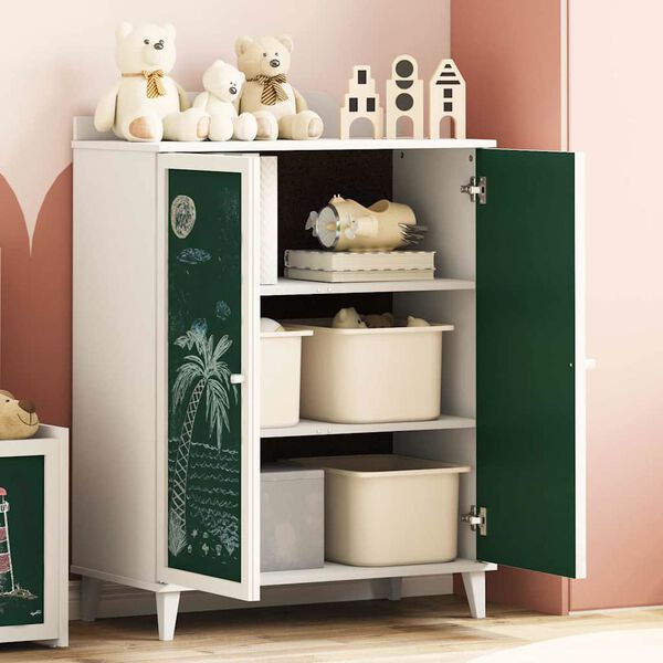 vidaXL Cabinet avec deux portes et fa&ccedil;ade en tableau noir ROROS Blanc