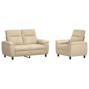 vidaXL Ensemble de Canap&eacute;s 2 pcs Cr&egrave;me Tissu