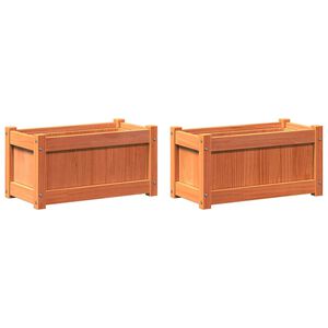 vidaXL Jardini&egrave;res 2 pcs cire marron bois de pin massif