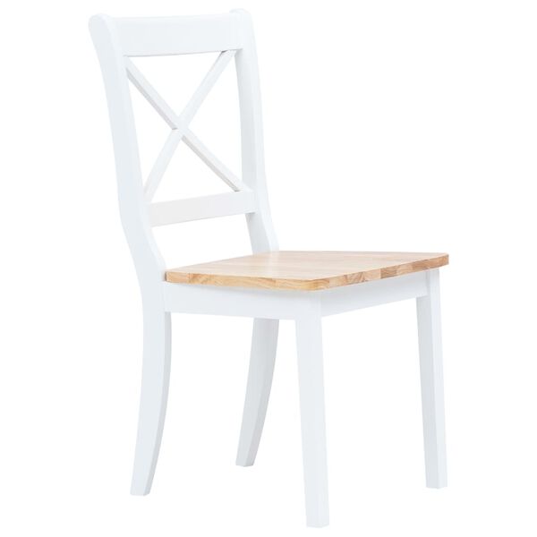 vidaXL Chaises à manger lot de 4 blanc et bois clair bois hévéa massif