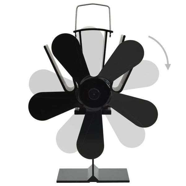 vidaXL Ventilateur de poêle alimenté par chaleur 5 pales Noir