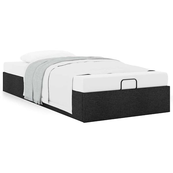 vidaXL Cadre de lit ottoman sans matelas noir 90x200 cm tissu
