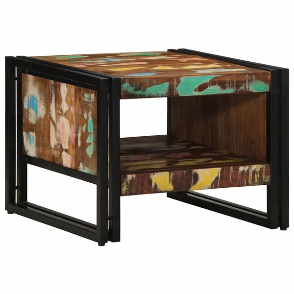 vidaXL Table basse multicolore 50x50x38 cm bois de récupération massif