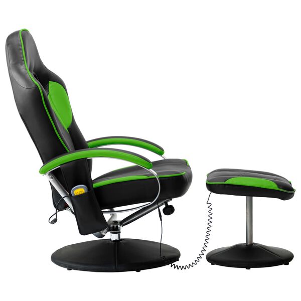 vidaXL Fauteuil de massage avec repose-pied vert similicuir