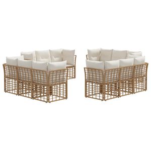 vidaXL Ensemble de canap&eacute;s d'ext&eacute;rieur 12 pcs Naturel Polyester