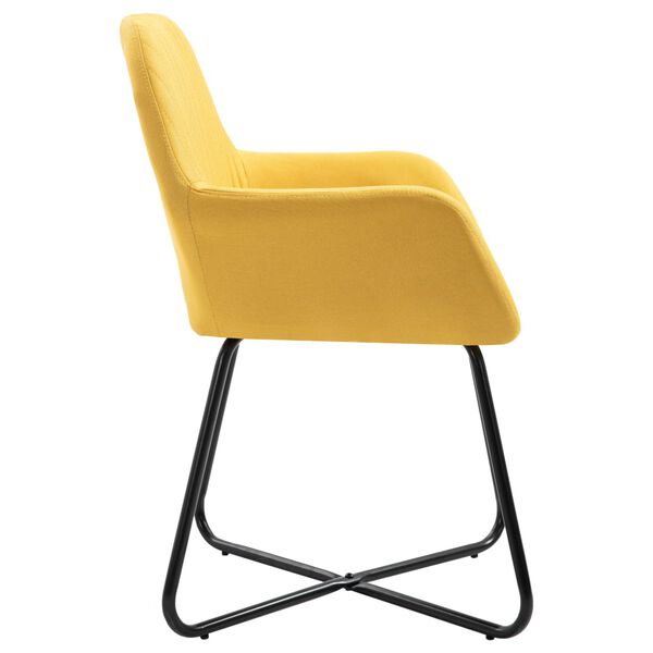 vidaXL Chaises &agrave; manger lot de 4 jaune tissu
