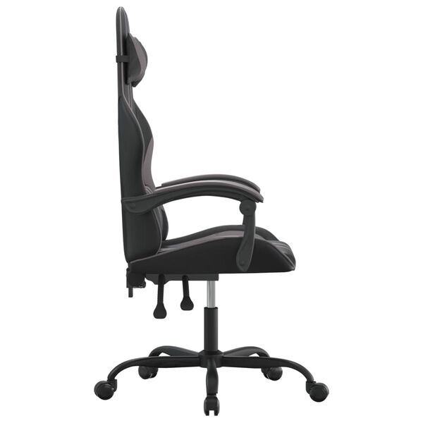 vidaXL Chaise de jeu pivotante Noir et gris Similicuir