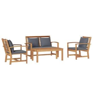 vidaXL Ensemble de canap&eacute; de jardin 4 pcs Naturel Bois de teck massif