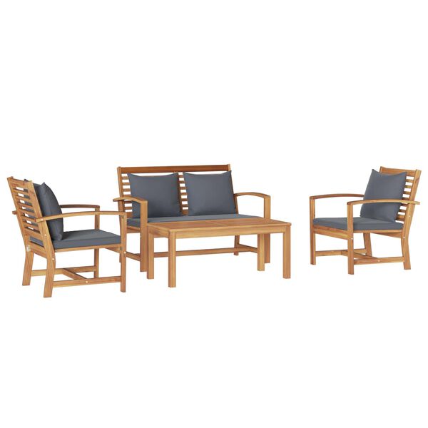 vidaXL Ensemble de canap&eacute; de jardin 4 pcs Naturel Bois de teck massif