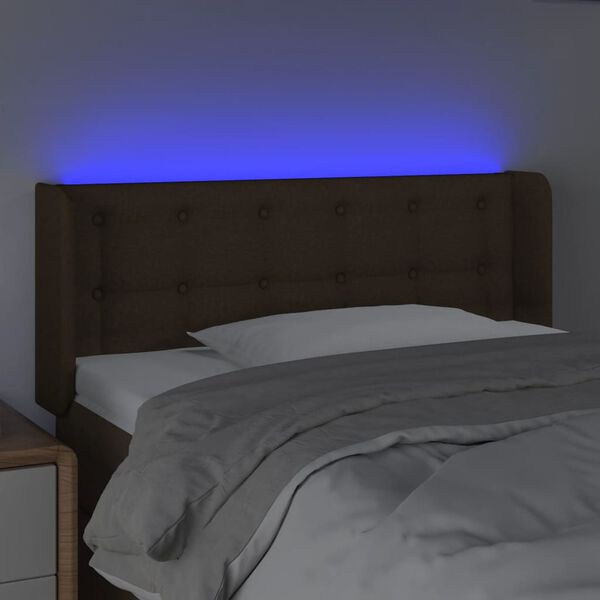 vidaXL T&ecirc;te de lit &agrave; LED Marron fonc&eacute; 93x16x78/88 cm Tissu