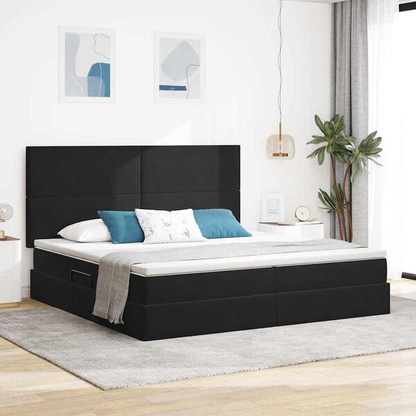 vidaXL Lit avec rangement et matelas Noir 200 x 200 cm Velours