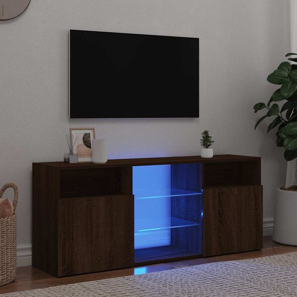 vidaXL Meuble TV avec lumières LED Chêne marron 120x30x50 cm