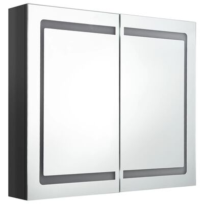 vidaXL Armoire de salle de bain à miroir LED noir brillant 80x12x68 cm