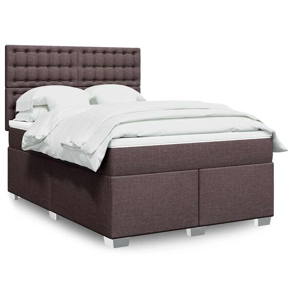 vidaXL Sommier &agrave; lattes de lit avec matelas Marron fonc&eacute; 140x190 cm