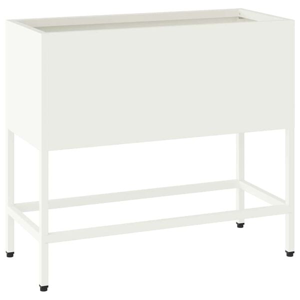 vidaXL Bac de jardin sur&eacute;lev&eacute; Blanc 60 x 26 x 45 cm Acier