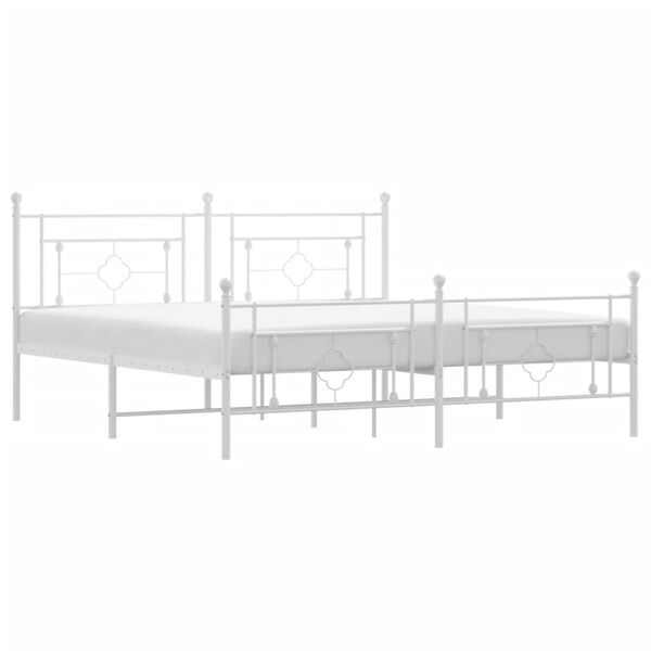 vidaXL Cadre de lit m&eacute;tal sans matelas et pied de lit blanc 183x213 cm