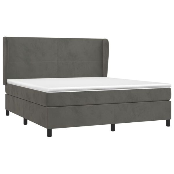 vidaXL Sommier &agrave; lattes de lit et matelas Gris fonc&eacute; 180x200cm Velours