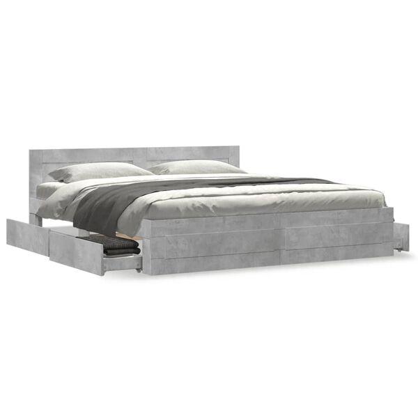 vidaXL Cadre de lit t&ecirc;te de lit sans matelas gris b&eacute;ton 200x200 cm