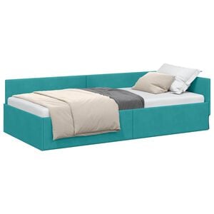 vidaXL Cadre de lit d'angle Turquoise 80 x 200 cm Velours
