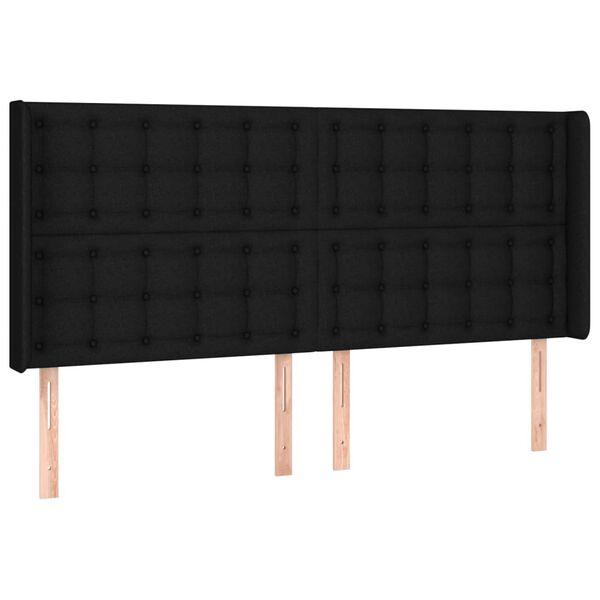 vidaXL T&ecirc;te de lit &agrave; LED Noir 183x16x118/128 cm Tissu