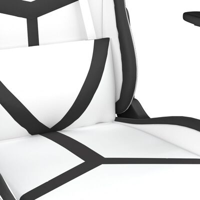 vidaXL Chaise de jeu de massage avec repose-pied Blanc&Noir Similicuir