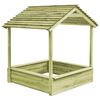 vidaXL Maisonnette d'ext&eacute;rieur avec bac &agrave; sable 128x120x145 cm Pin
