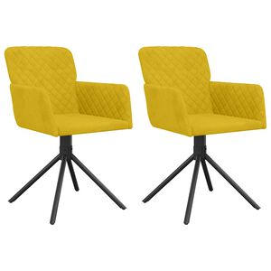 vidaXL Chaises pivotantes &agrave; manger lot de 2 Jaune Velours