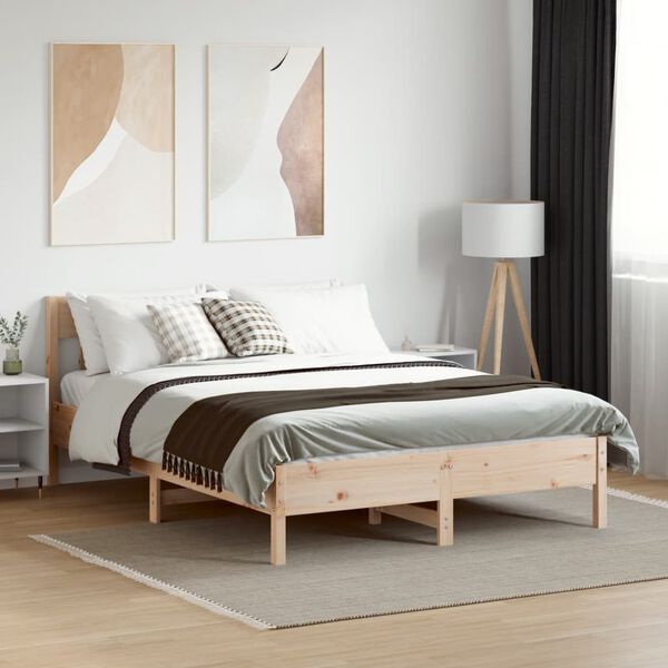vidaXL Cadre de lit sans matelas 135x190 cm bois de pin massif