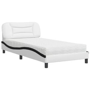 vidaXL Lit avec matelas Hvar blanc et noir 100x200 cm similicuir