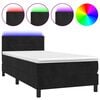 vidaXL Sommier &agrave; lattes de lit avec matelas et LED Noir 90x200 cm