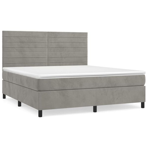 vidaXL Sommier &agrave; lattes de lit et matelas Gris clair 180x200cm Velours