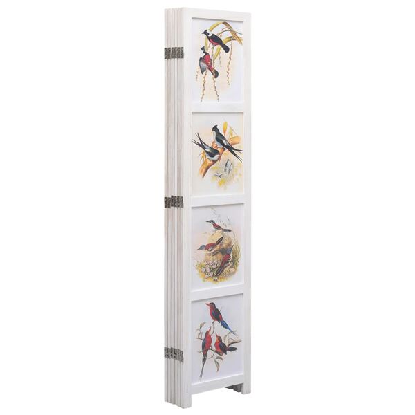 vidaXL Cloison de séparation 6 panneaux Blanc 210x165 cm Oiseaux