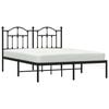 vidaXL Cadre de lit m&eacute;tal sans matelas avec t&ecirc;te de lit noir 135x190cm
