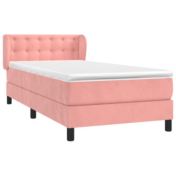 vidaXL Sommier &agrave; lattes de lit avec matelas Rose 100x200 cm Velours