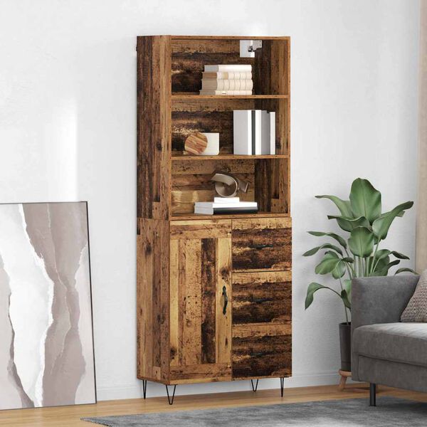 vidaXL Haut Armoire avec tiroir 2 pcs Bois ancien Bois d'ing&eacute;nierie