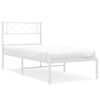 vidaXL Cadre de lit m&eacute;tal sans matelas avec t&ecirc;te de lit blanc 90x200cm
