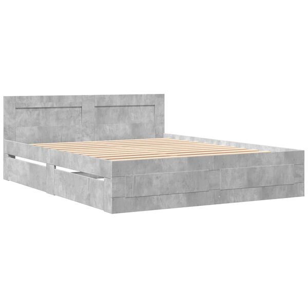 vidaXL Cadre de lit et t&ecirc;te de lit sans matelas gris b&eacute;ton 160x200 cm