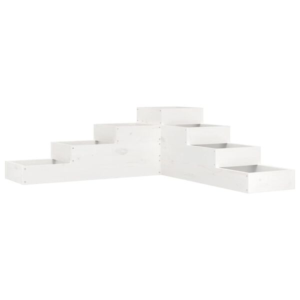 vidaXL Jardini&egrave;re 4 niveaux 106x104,5x36 cm blanc bois de pin massif