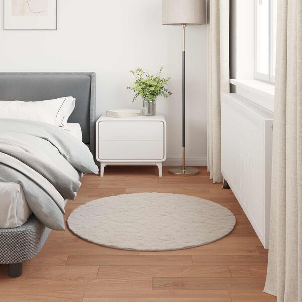 vidaXL Tapis en Fourrure Synth&eacute;tique de Lapin Olite Beige &Oslash; 100 cm