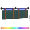 vidaXL T&ecirc;te de lit suspendue Avec lumi&egrave;re LED Vert fonc&eacute; PU antique