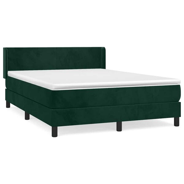 vidaXL Sommier &agrave; lattes de lit et matelas Vert fonc&eacute; 140x190cm Velours