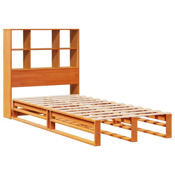 vidaXL Lit biblioth&egrave;que sans matelas cire marron 100x200cm bois massif