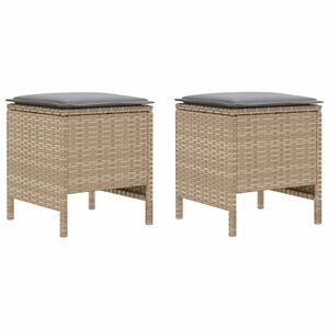vidaXL Pouf de Jardin 2 Pi&egrave;ce Beige et Gris clair 38 x 38 x 45 cm