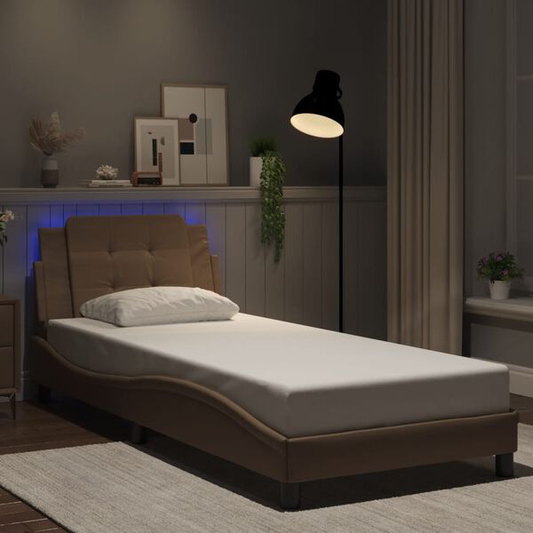 vidaXL Cadre de lit avec LED sans matelas Zadar cappuccino 80x200 cm