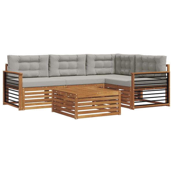 vidaXL Ensemble de canap&eacute;s d'ext&eacute;rieur 5 pcs Gris Naturel et Clair