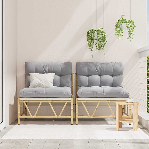 vidaXL Chaise de jardin 2 pcs Gris clair 75 x 75 x 71 cm Acier