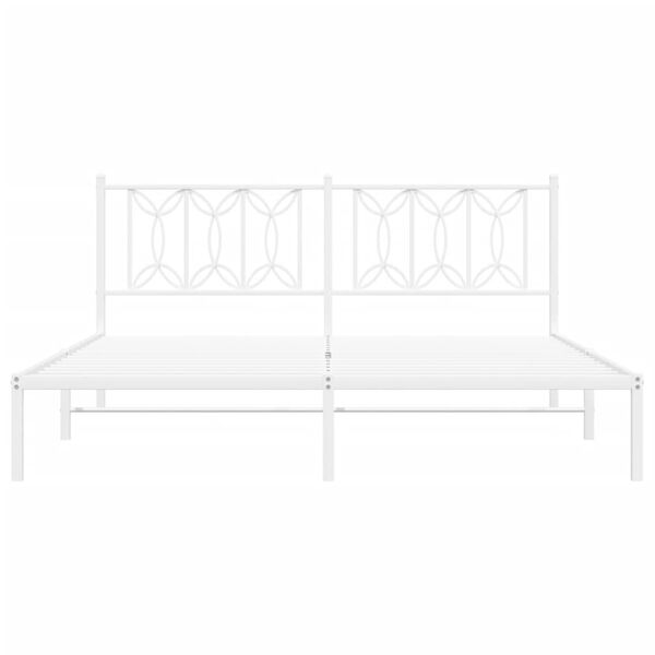 vidaXL Cadre de lit m&eacute;tal sans matelas et t&ecirc;te de lit blanc 183x213 cm