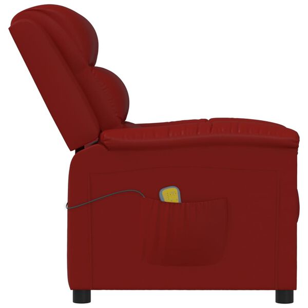 vidaXL Fauteuil de massage Rouge bordeaux Similicuir
